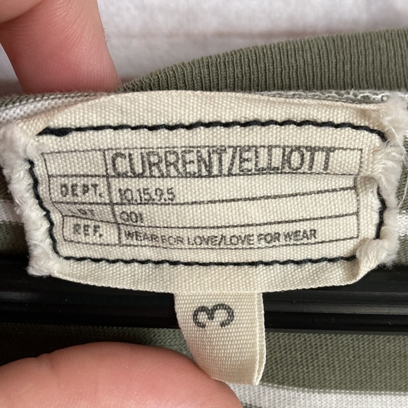 Current/Elliott The 3/4 Sleeve Tee Dress in Army Green Stripe - Size 3 - Picture 7 of 11